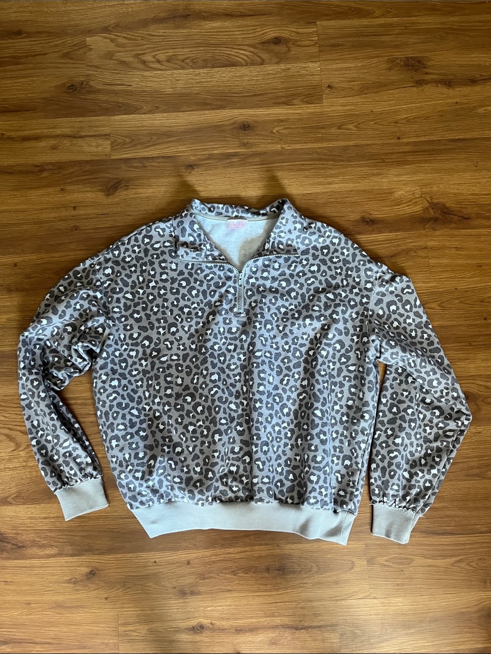 Women’s Pink Lily Leopard Print Zip Up Sweatshirt